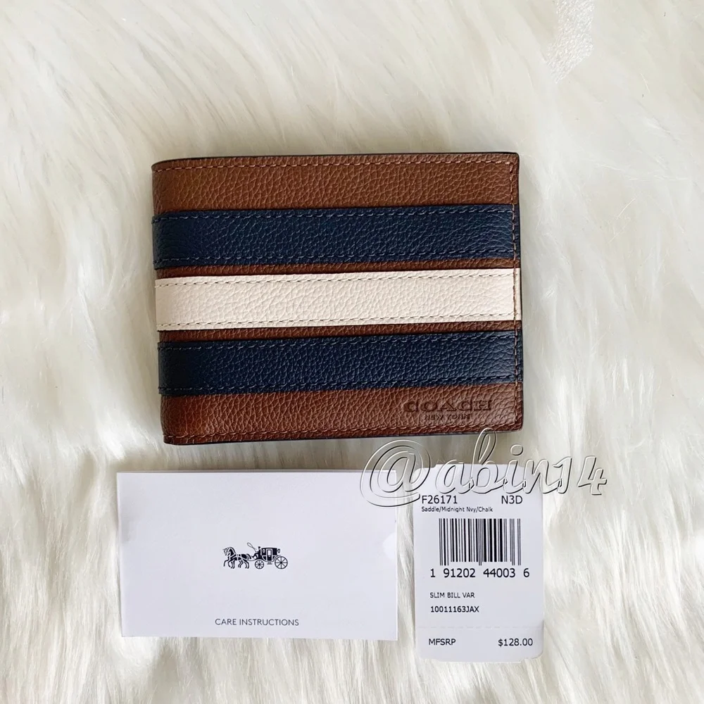 NWT Coach Slim Billfold Leather Wallet